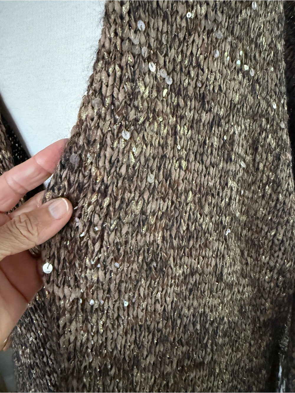 Brunello Cucinelli Brown Marled Fringe Open-Front Cardigan - Picture 6 of 11